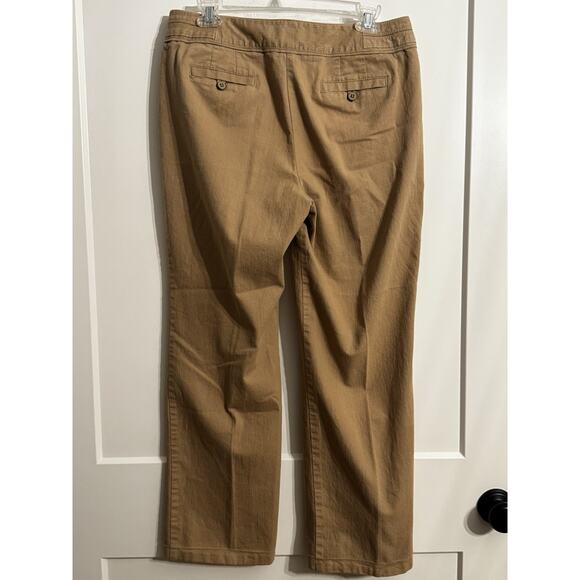 Larry Levine Stretch Crop Wide Leg Sz 12 Beige Flat Front Work Beach Vacation - Picture 3 of 7